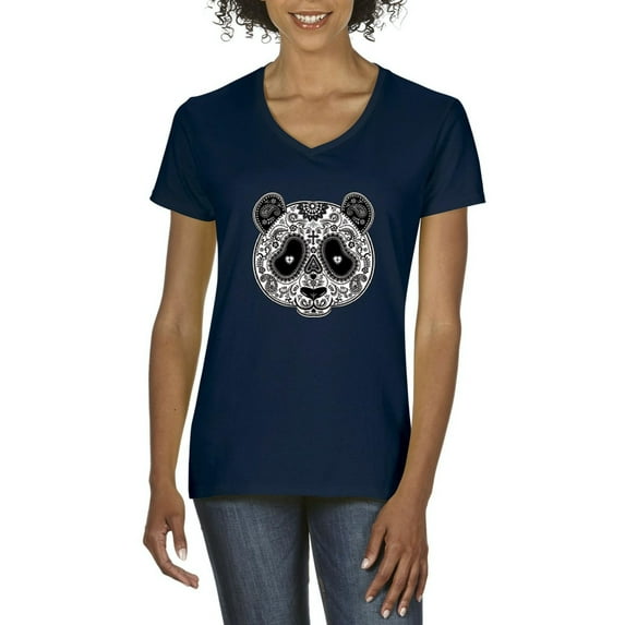 Normal is Boring - Women's T-Shirt V-Neck Short Sleeve, up to Women Size 3XL - Panda