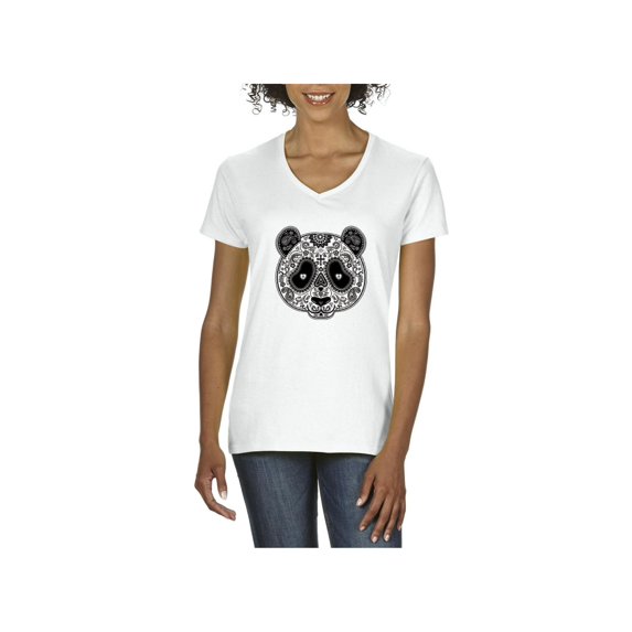 Normal is Boring - Women's T-Shirt V-Neck Short Sleeve, up to Women Size 3XL - Panda
