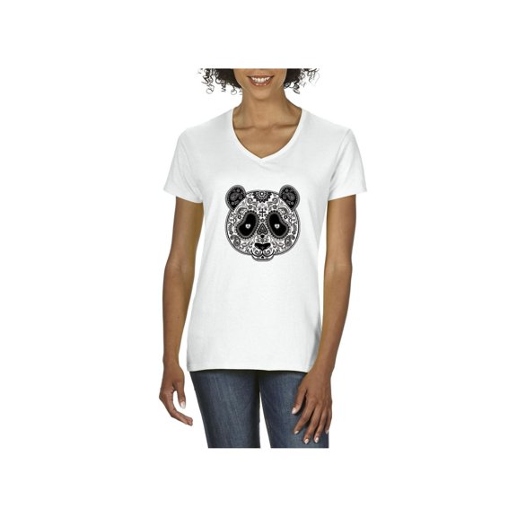 Normal is Boring - Women's T-Shirt V-Neck Short Sleeve, up to Women Size 3XL - Panda