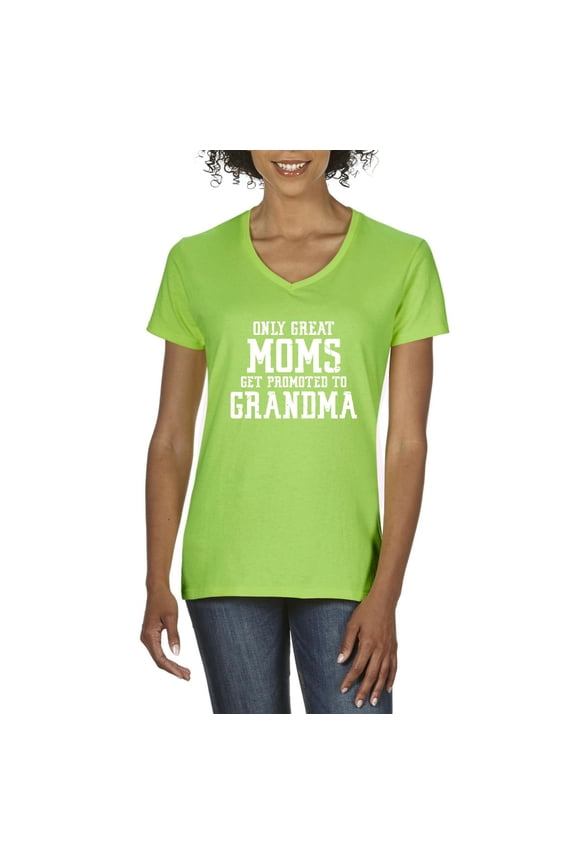 - Women's T-Shirt V-Neck Short Sleeve, up to Women Size 3XL - Promoted to Grandma