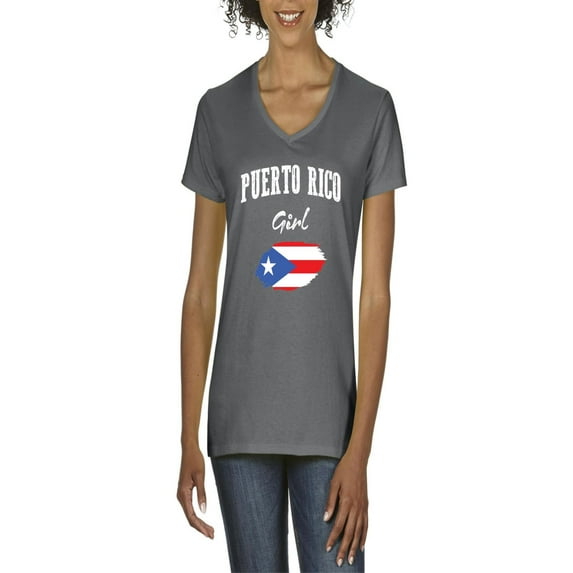NIB - Women's T-Shirt V-Neck Short Sleeve - Puerto Rico Girl