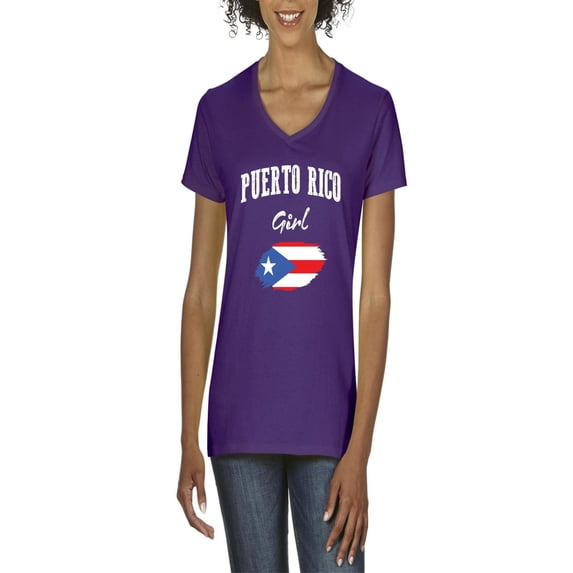 NIB - Women's T-Shirt V-Neck Short Sleeve - Puerto Rico Girl