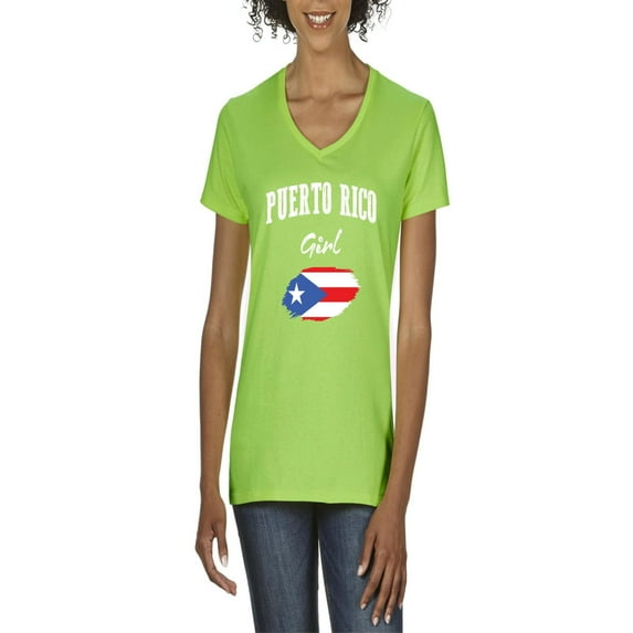 NIB - Women's T-Shirt V-Neck Short Sleeve - Puerto Rico Girl