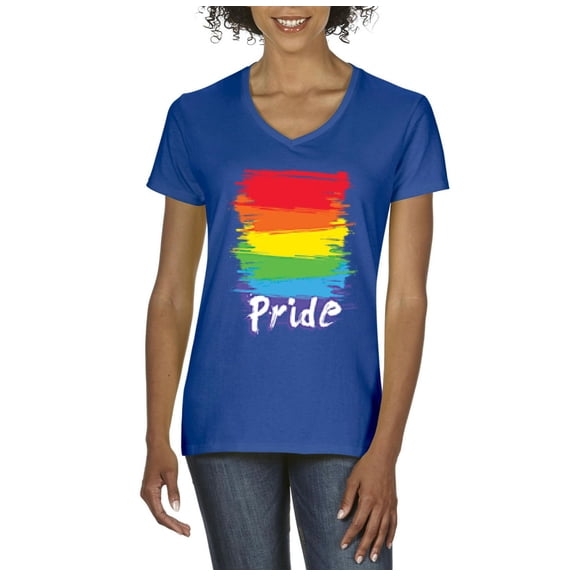NIB - Women's T-Shirt V-Neck Short Sleeve - Rainbow Pride