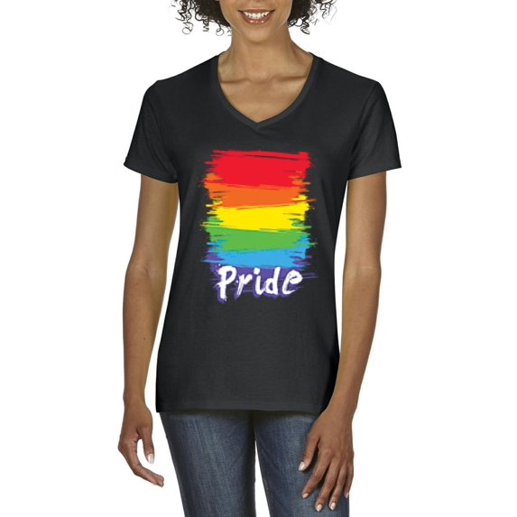 NIB - Women's T-Shirt V-Neck Short Sleeve - Rainbow Pride