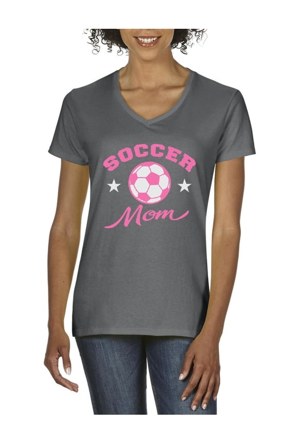 - Women's T-Shirt V-Neck Short Sleeve, up to Women Size 3XL - Soccer Mom