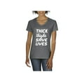 thumbnail image 1 of Normal is Boring - Women's T-Shirt V-Neck Short Sleeve, up to Women Size 3XL - Thick Thighs Save Lives, 1 of 5