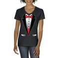 thumbnail image 1 of Normal is Boring - Women's T-Shirt V-Neck Short Sleeve, up to Women Size 3XL - Tuxedo Prom Costume, 1 of 5