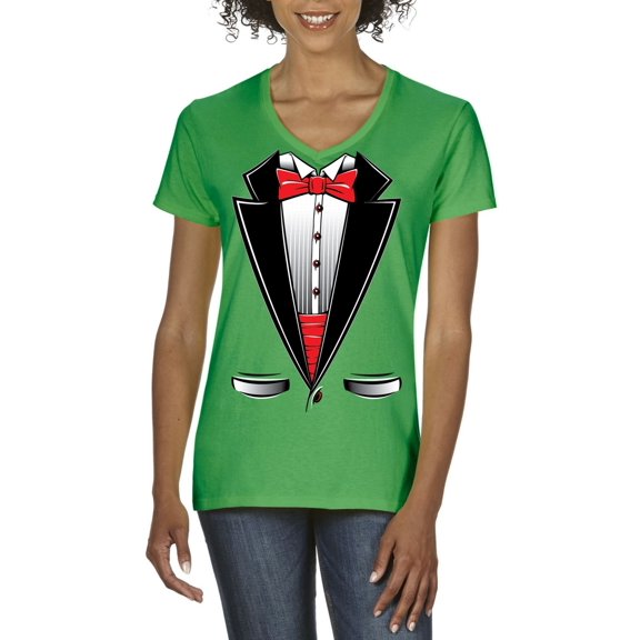 Normal is Boring - Women's T-Shirt V-Neck Short Sleeve, up to Women Size 3XL - Tuxedo Prom Costume