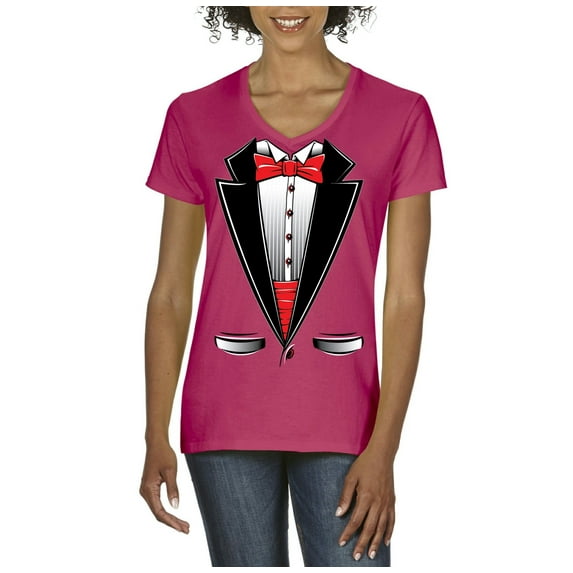Normal is Boring - Women's T-Shirt V-Neck Short Sleeve, up to Women Size 3XL - Tuxedo Prom Costume
