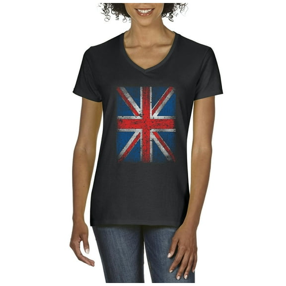 Normal is Boring - Women's T-Shirt V-Neck Short Sleeve, up to Women Size 3XL - Union Jack British Flag