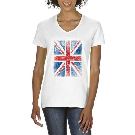 Normal is Boring - Women's T-Shirt V-Neck Short Sleeve, up to Women Size 3XL - Union Jack British Flag