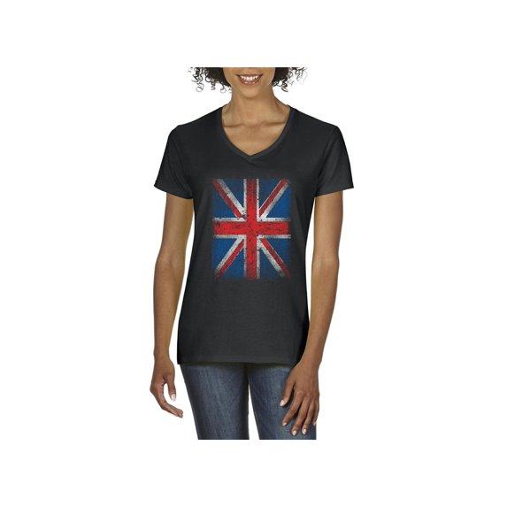 Normal is Boring - Women's T-Shirt V-Neck Short Sleeve, up to Women Size 3XL - Union Jack British Flag