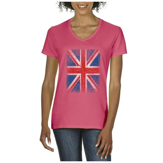 Normal is Boring - Women's T-Shirt V-Neck Short Sleeve, up to Women Size 3XL - Union Jack British Flag