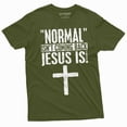 thumbnail image 1 of Normal is not coming back Jesus is T-shirt Christian Jesus Christ Mens Womens Christmas Gift tee (Large Military Green), 1 of 7