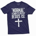thumbnail image 1 of Normal is not coming back Jesus is T-shirt Christian Jesus Christ Mens Womens Christmas Gift tee (Large Navy Blue), 1 of 7