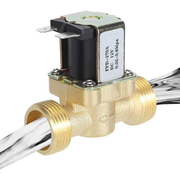 Normally Closed Electric Water Shut off Valve, Brass Electric Solenoid Magnetic Valve, Water Inlet Switch Valve for Water Control, 0.02mpa~0.8mpa, 3/4 Inch DC 12V