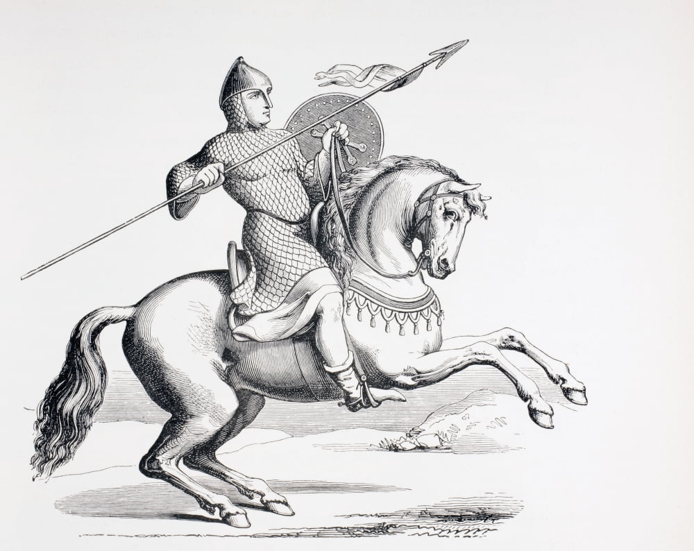A Norman Knight Dressed In Chain Mail And Helmet Carrying Spear And Shield From Les Artes Au Moyen Age Published Paris 1873 Canvas Art - Ken Welsh Design Pics (16 x 13)