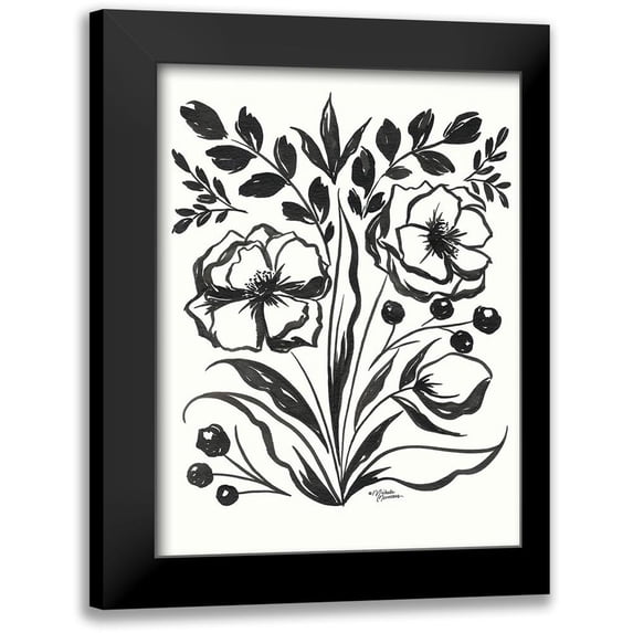 Norman, Michele 12x14 Black Modern Framed Museum Art Print Titled - Maya Floral