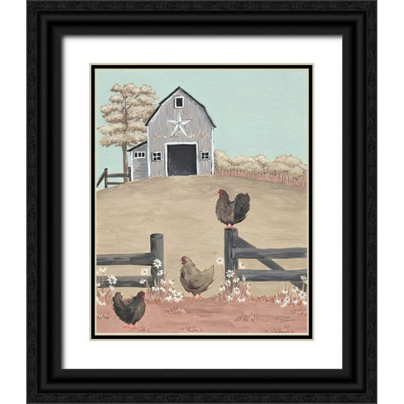 Norman, Michele 12x14 Black Ornate Wood Framed with Double Matting Museum Art Print Titled - In the Barnyard