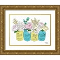 thumbnail image 1 of Norman, Michele 14x12 Gold Ornate Wood Framed with Double Matting Museum Art Print Titled - Floral Canning Jars, 1 of 4