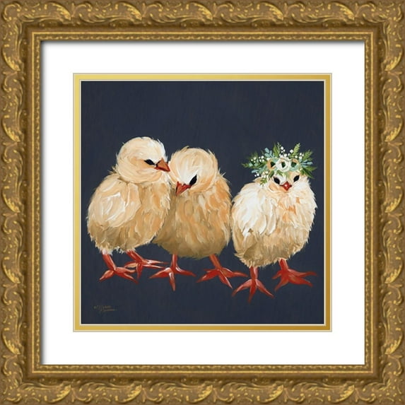 Norman, Michele 15x15 Gold Ornate Wood Framed with Double Matting Museum Art Print Titled - Chick Trio