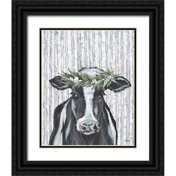 Norman, Michele 15x18 Black Ornate Wood Framed with Double Matting Museum Art Print Titled - Wanda the Winter Holstein