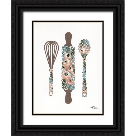 Norman, Michele 19x24 Black Ornate Wood Framed with Double Matting Museum Art Print Titled - Floral Baking Tools