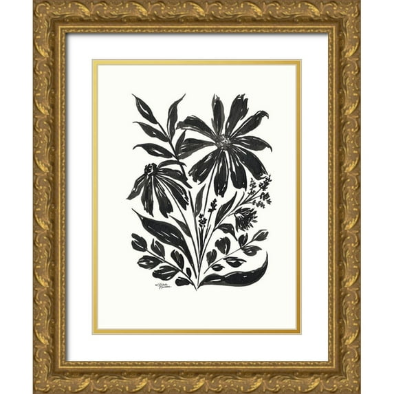 Norman, Michele 19x24 Gold Ornate Wood Framed with Double Matting Museum Art Print Titled - Daisy Garden #1