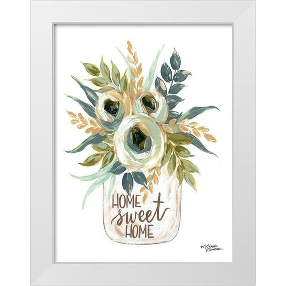 Norman, Michele 19x24 White Modern Wood Framed Museum Art Print Titled - Home Sweet Home Flowers