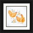 thumbnail image 1 of Norman, Michele 20x20 Black Ornate Wood Framed with Double Matting Museum Art Print Titled - Trio of Floral Roosters, 1 of 4