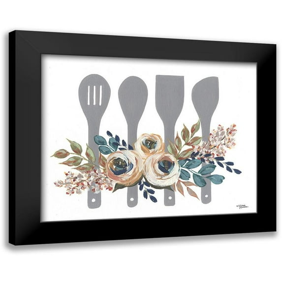 Norman, Michele 24x20 Black Modern Framed Museum Art Print Titled - Fall Floral Baking Utensils