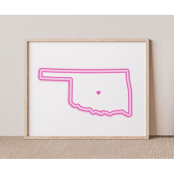 Norman Oklahoma Heart Map Wall Art Decor Unframed Paper Print