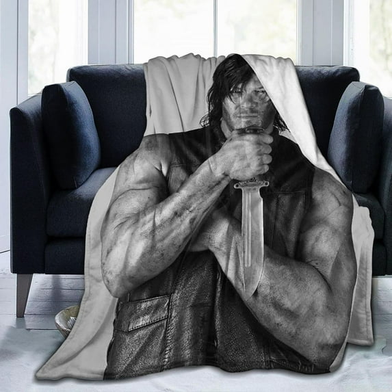 Norman Reedus Blanket Bedding Fleece Blanket Daryl Dixon Soft Throw Blankets Lightweight Anti-Static Blanket - 3 Sizes