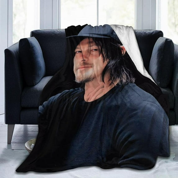 Norman Reedus Blanket Daryl Dixon Bedding Fleece Blanket Soft Throw Blankets Lightweight Anti-Static Blanket - 3 Sizes