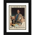 thumbnail image 1 of Norman Rockwell 14x18 Black Ornate Wood Framed Double Matted Museum Art Print Titled - Save Freedom of Speech. Buy War Bonds (1943), 1 of 5
