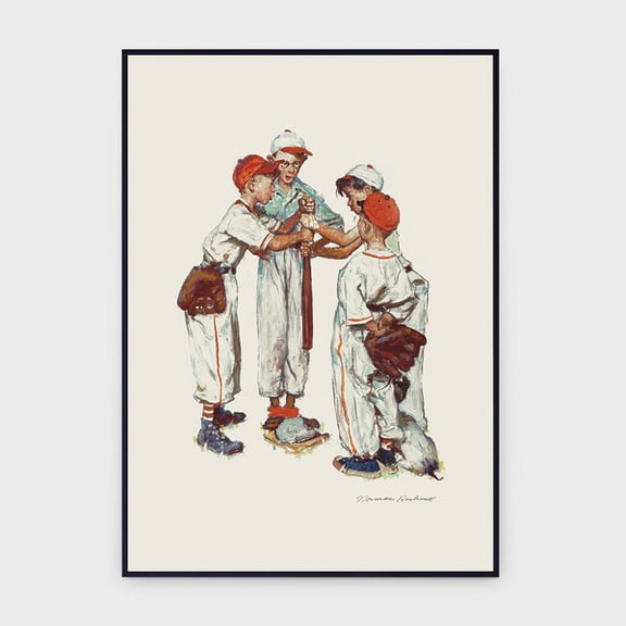 Norman Rockwell Baseball Sports Portfolio Original Vintage Poster, , American Sports Illustration Art - Poster #0051, Unframed Paper Poster 24x36in