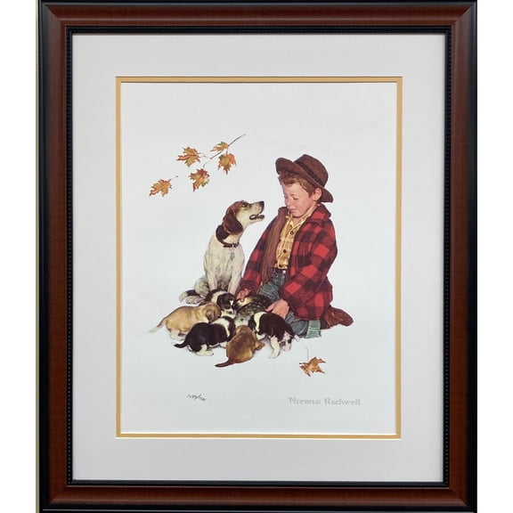 Norman Rockwell "Pride of Parenthood - Puppy Love" Custom Framed Limited Edition ART Generic