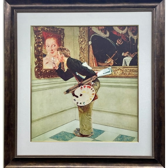 Norman Rockwell "The Art Critic" Framed Plate Signed Collotype- NEW! Generic