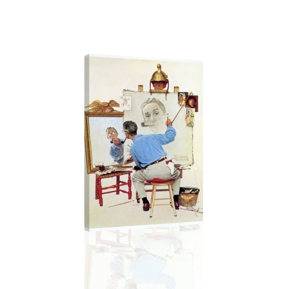 Norman Rockwell Triple Self Portrait - CANVAS or PRINT WALL ART