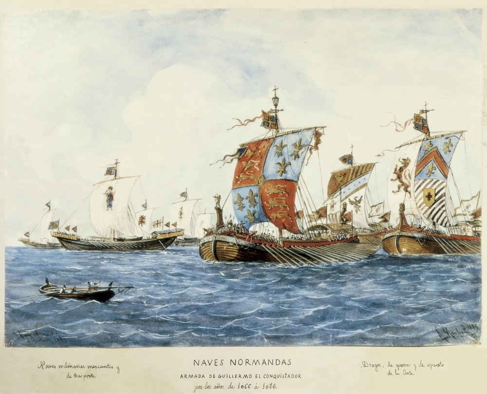 Norman Ships Of William I The Conqueror (11Th C Canvas Art - (24 x 18)