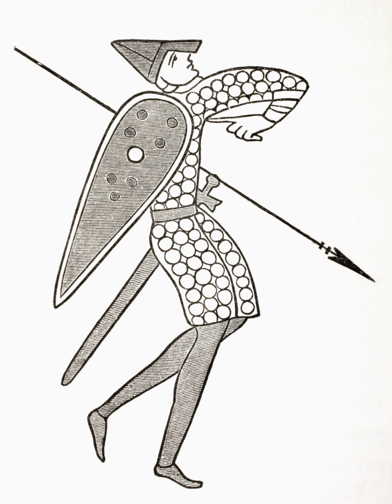 A Norman Spearman From The Army Of William The Conquerer From Les Artes Au Moyen Age Published Paris 1873 Canvas Art - Ken Welsh Design Pics (13 x 16)