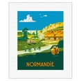 thumbnail image 1 of Normandy (Normandie) France - French State Railways - Vintage Railroad Travel Poster by Lucien Baubaut c.1930s - Fine Art Rolled Canvas Print 11in x 14in, 1 of 4