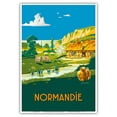 thumbnail image 1 of Normandy (Normandie) France - French State Railways - Vintage Railroad Travel Poster by Lucien Baubaut c.1930s - Master Art Print 10in x 14in, 1 of 4