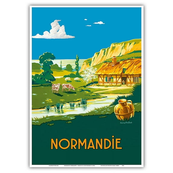 Normandy (Normandie) France - French State Railways - Vintage Railroad Travel Poster by Lucien Baubaut c.1930s - Master Art Print 10in x 14in