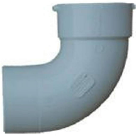 Normandy Products 4in. 90 Degree 0.25 Bend Long Turn Sewer Elbow Hub x Hub PVC SDR35 Fitting - White - 4in.