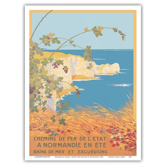 Normandy in Summer - Sea Baths & Excursions - French State Railways - Vintage Railroad Travel Poster by Géo Dorival c.1922 - Master Art Print (Unframed) 9in x 12in