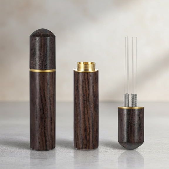 Normcore Wdt Tool, 6 Needles 0.3 mm Espresso Needle Distributor for Clump-Free Grounds, Natural Wood Handle Espresso Stirrer Tool, Professional Barista Hand Needle Type Espressos Stirrer