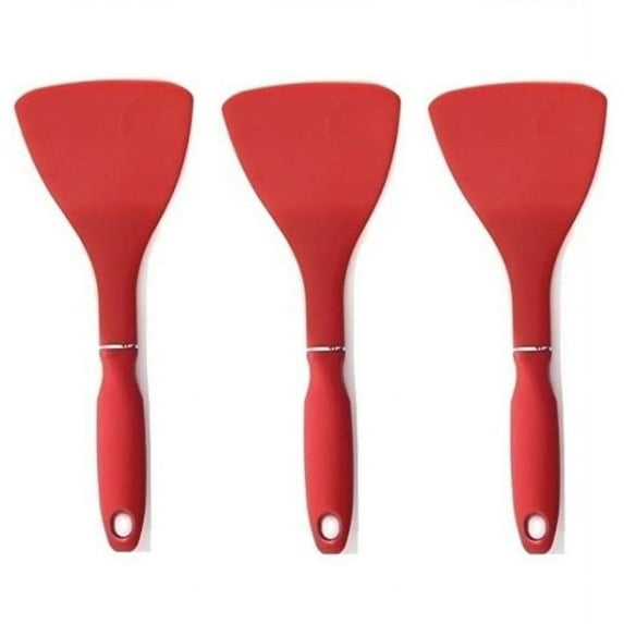 Norpro 10" Heat-Resistant Non-Slip Grip Nylon Turner - The Original Half Spatula - Red 3 Pack
