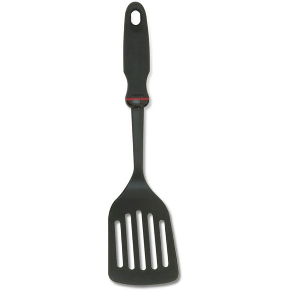 Norpro Grip-Ez Slotted Turner - Soft Rubber Handle, Non-Stick Nylon - Black